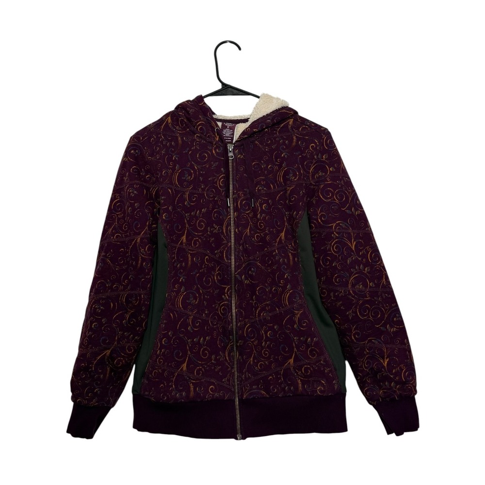 REI Activewear Bohemian Purple Filigree Sherpa Lined Full Zip Hoodie Women's M